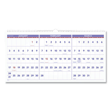 AT-A-GLANCE® Deluxe Three-month Reference Wall Calendar, Vertical Orientation, 12 X 27, White Sheets, 14-month (dec To Jan): 2021 To 2023 freeshipping - TVN Wholesale